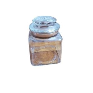 Vintage Square Clear Glass Apothecary Jar Candy Jar Farmhouse Antique